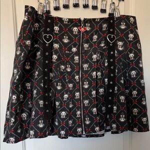 Animal Black Mini Skirt with Skull and Heart Accents
